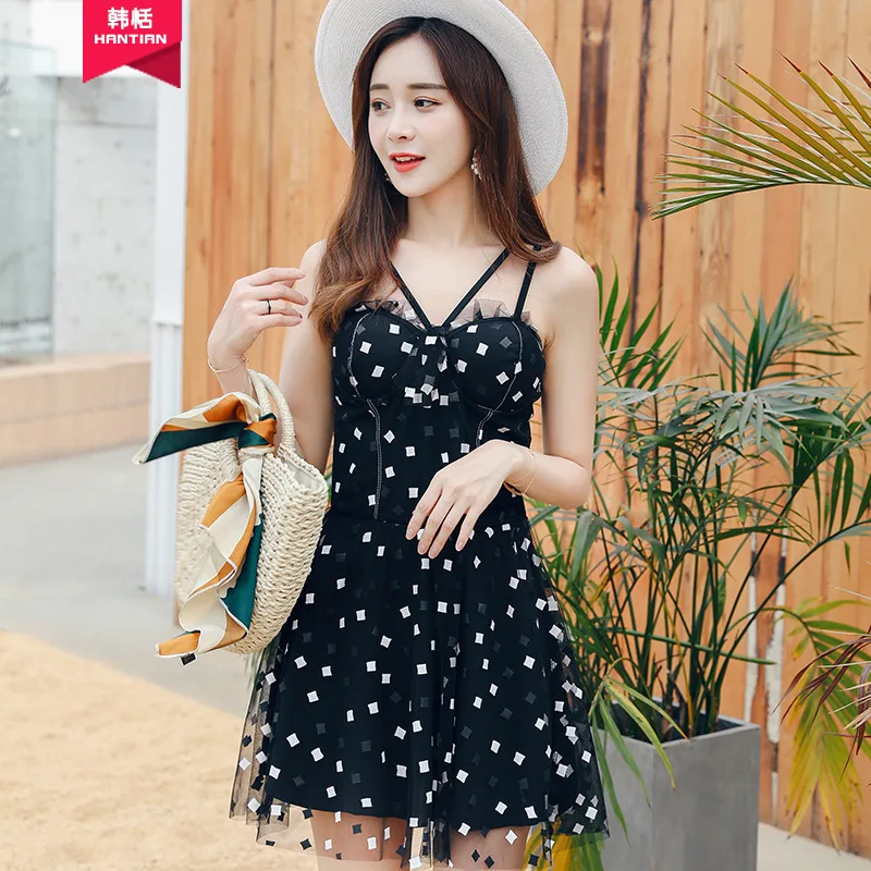 

New Women's Swimsuit Dress One-Piece Conservative Belly Covering Slim-Fit Beach Swimsuit Two-Piece Wholesale 0286