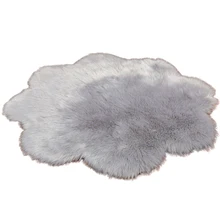 Однотонный ковер из искусственного меха в форме цветка, искусственный ковер из овечьей шерсти, ковер для гостиной, спальни