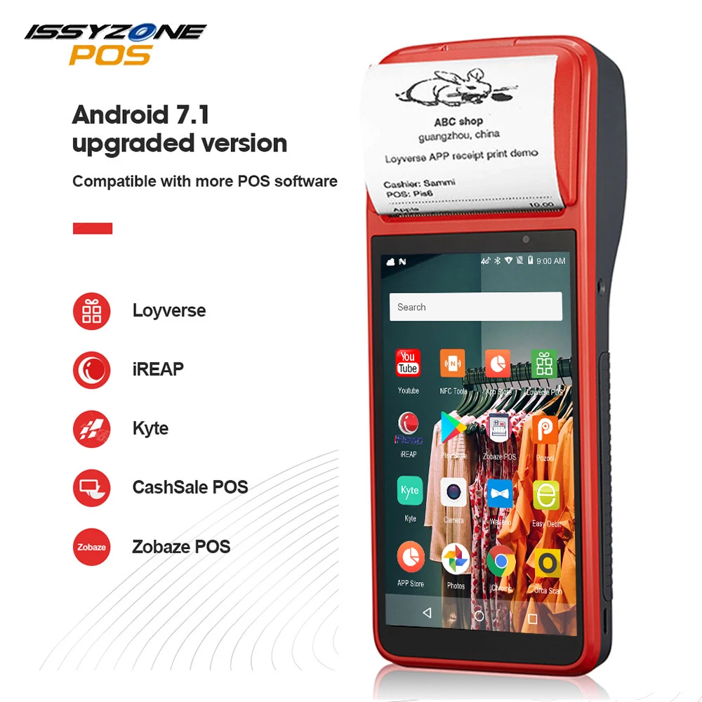 ISSYZONEPOS PDA Android 7 1 58 мм Bluetooth принтер термальный сканер 4G WiFi NFC мобильный заказ pos