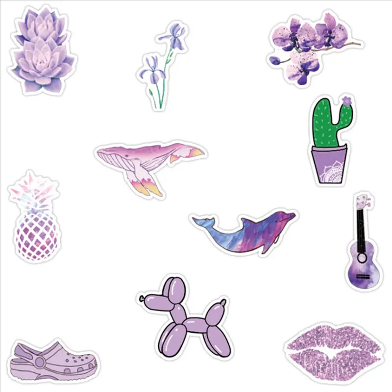 50Pcs Fashion Style Purple Cute Waterproof Stickers Computer Sticker Aesthetic Trendy Decals for MacBook Laptop Phone Guitar 50Pcs Fashion Style Purple Cute Waterproof Stickers Computer Sticker Aesthetic Trendy Decals for MacBook Laptop Phone Guitar