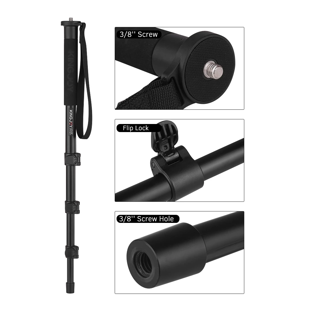 Монопод для камеры vKINGJOY MP1008F со съемным триподом на 3 ножках с наклонной головкой 54-140 см для Canon Nikon sony DSLR camera s