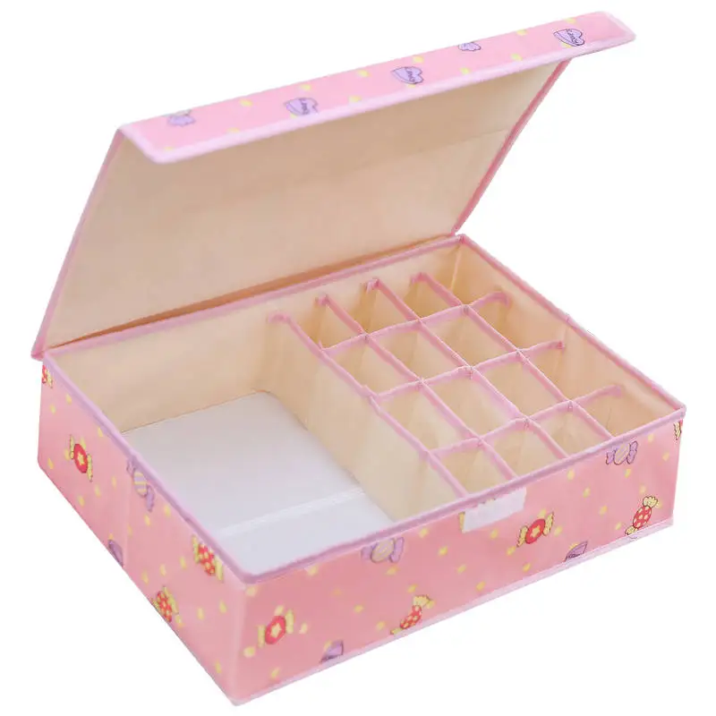 

Cherry Pattern Storage Boxes Oxford Fabric Closet Organizer For Scarfs Socks Cover Wardrobe Drawer Separated Clothes Storage Box