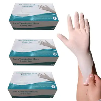 

100PCS Disposable Powder Latex Gloves Workshop Protective Gloves for Home Hygiene Food Processing Hair Dyeing Laboratory