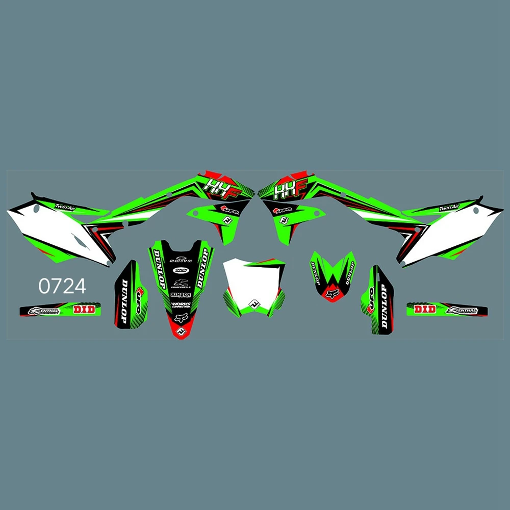 

Full Graphics Decals Stickers Kit Custom Number Name Glossy Stickers Waterproof FOR KAWASAKI KXF450 2016 2017 2018