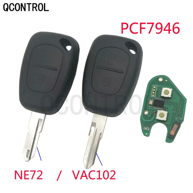 QCONTROL 2 кнопки дистанционного ключа автомобиля подходит для Renault Vivaro Movano traffic, Master Kangoo PCF7946 чип 433 МГц NE72/VAC102 лезвие