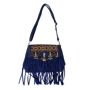 

Women's Leisure Retro Splice folk-custom tassel Messenger Bag