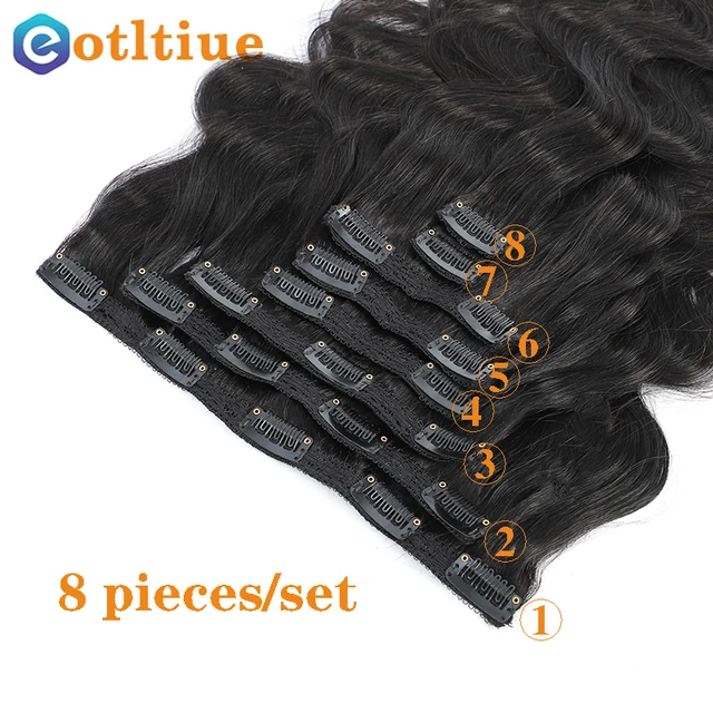 Clip In Hair Extensions Human Hair Brazilian Body Wave Clip In 8 Pcs/Set Natural Black Color Clip Ins Remy Hair 8-26 Inch 120G 5