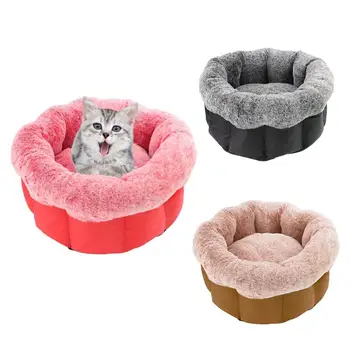 

Pet Plush Bed Warming House Soft Polar Fleece Nest Waterproof Dog Cat Baskets Warm Puppy Kitten Household Supplies