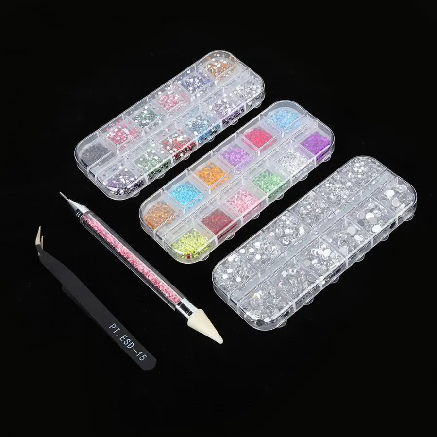 Nail Art DIY Маникюрный Инструмент плоская остроконечная основа мини-бисер набор украшений для дизайна ногтей