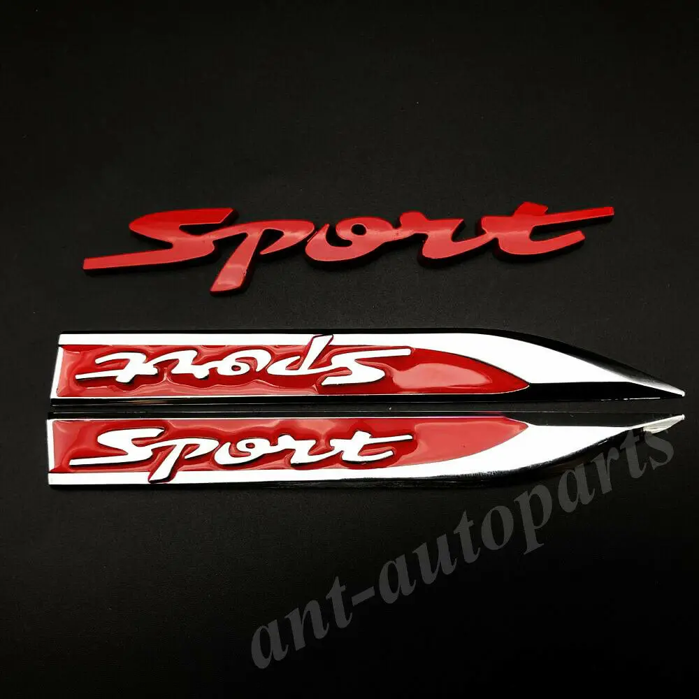

3x Metal Red Sport Car Fender Emblem Skirts Auto Badge Trunk Decals Sticker