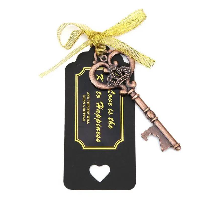 20pcs Retro Key Shaped Bottle Openers with Tags Ribbons Zinc Alloy Openers Pendent for Wedding Party Gift Decoration - Цвет: A