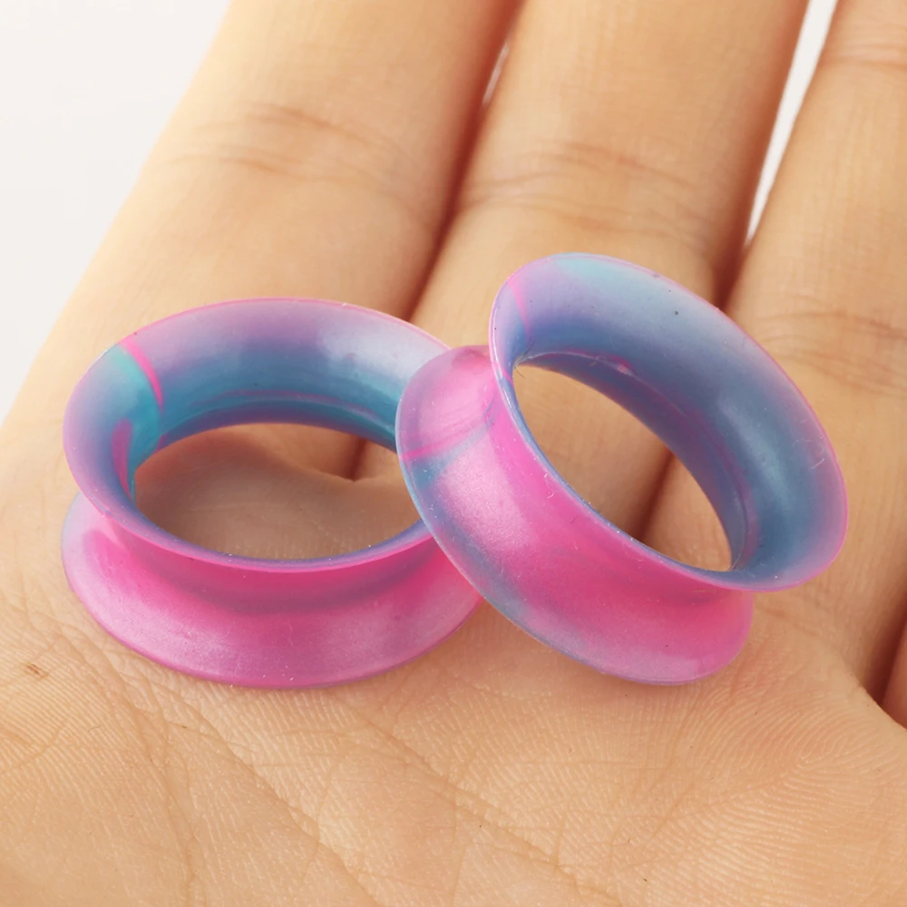 JUNLOWPY Soft Silicone Ear Gauges Flesh Tunnels Lobe Plugs Stretchers Expander Double Flared Tragus Body Piercing Jewelry 6-25mm