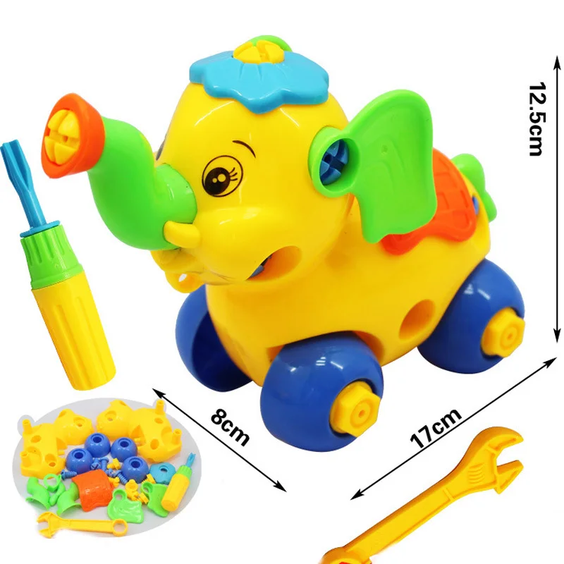 Rompecabezas 3d de animales para niños, Mini coche de instalación de dibujos animados, desmontaje, DIY