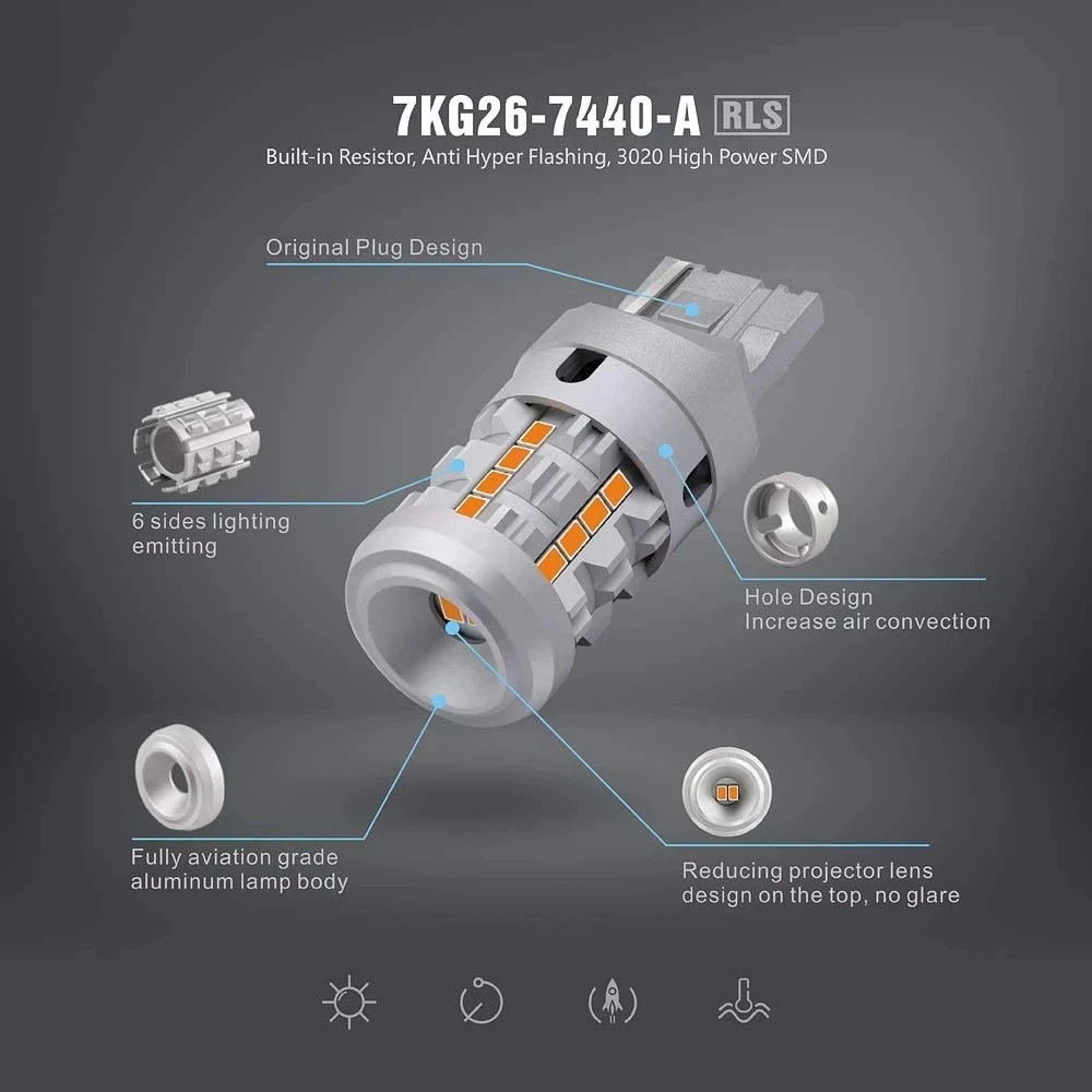 7440 Ƽ  ÷   , Ʈ 25W Ȳ Ȳ, ſ  LED ,  õ 7440A T20 Wy21W