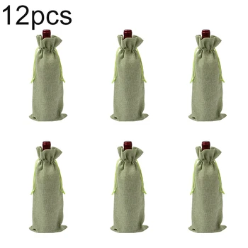 

Rustic Natural Jute Burlap Wine Bag Wedding Birthday Party Wine Bottle Covers Drawstring Hessian Bottle Gift Cover