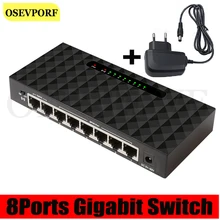 

8Port Gigabit Network Switcher Lan Hub High Performance Ethernet Smart Switch High Speed 100/1000Mbps RJ45 Hub Internet Splitter
