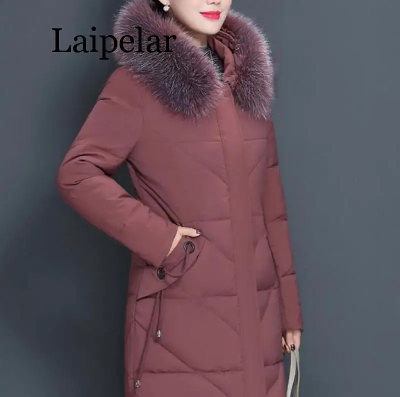 Большие размеры, XL-13XL, пуховик, женские зимние парки, утепленное пальто с капюшоном, для женщин среднего возраста, супер большой размер, Белые куртки на утином пуху - Цвет: dousha
