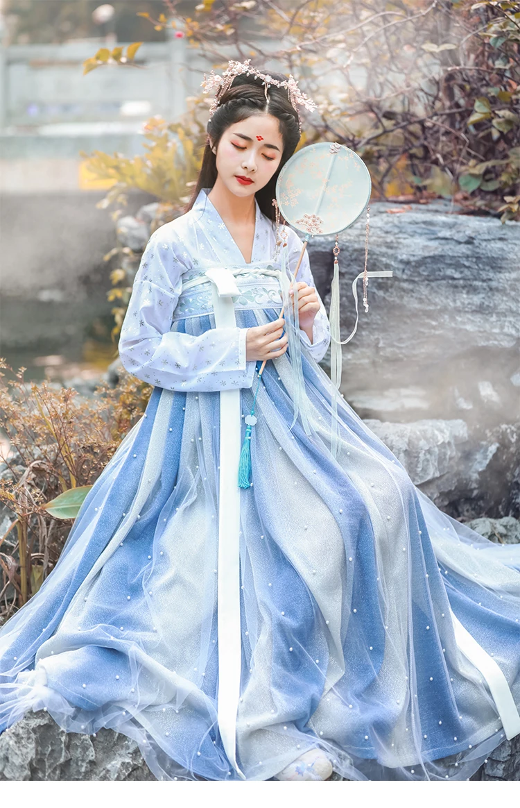 Китайский народный танец Hanfu для женщин Элегантный костюм для восточных танцев династии Тан сказочные платья принцессы древний костюм DL4997