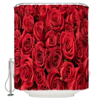 

Rose Flower Plant Shower Curtain Waterproof Polyester Bath Curtain