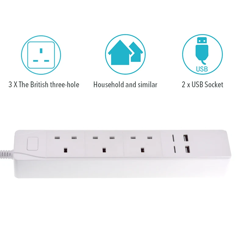 Умный дом электронный силовой разъем Быстрая зарядка 2 USB+ 3 гнезда стандартный разъем интерфейс расширение Великобритания