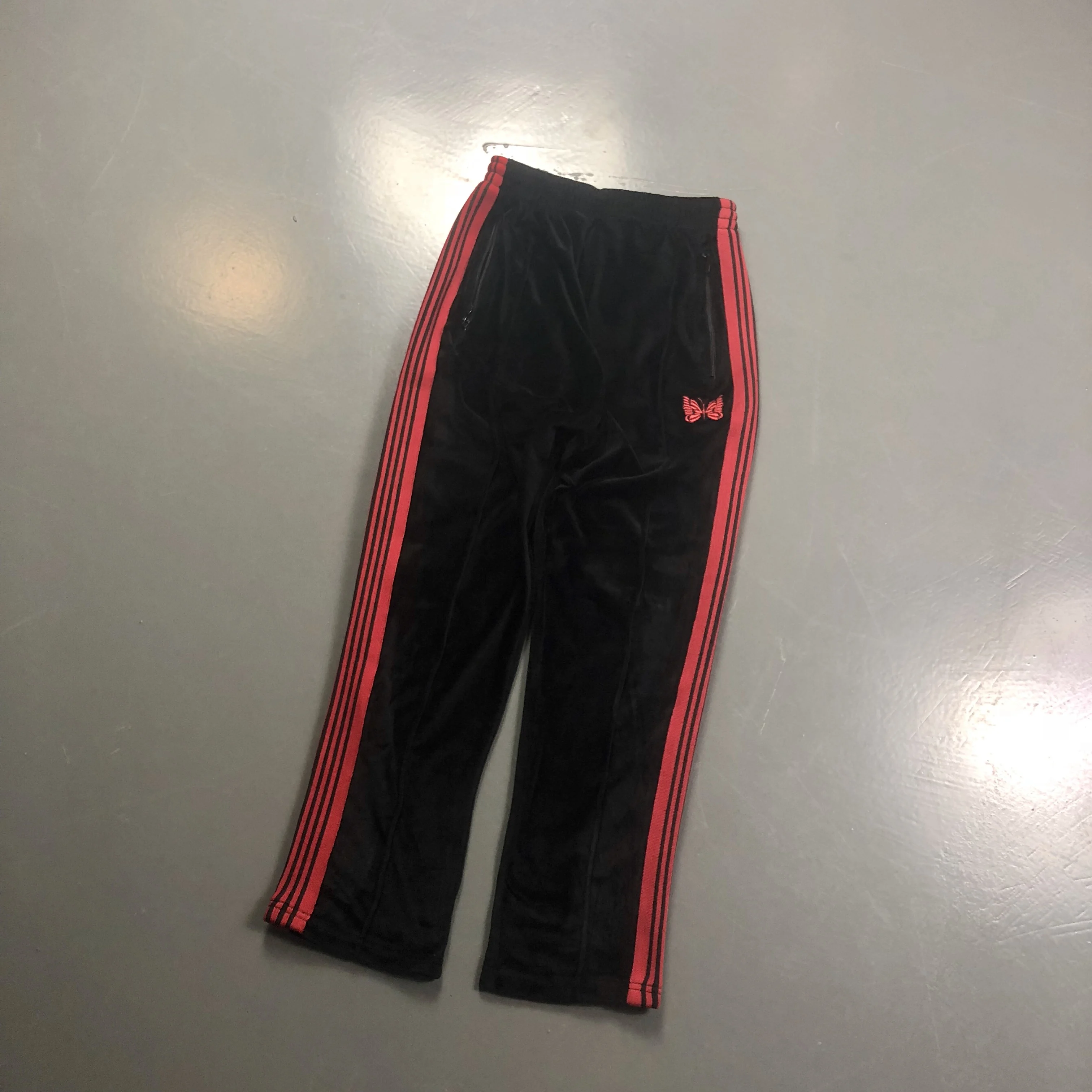 AWGE X Needles брюки мужские женские повседневные AWGE X Needles спортивные штаны 19SS узкие велюровые брюки с вышивкой бабочки