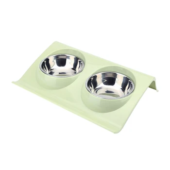 

Double Dog Cat Bowls Stainless Steel Pet Bowls with No-Spill Bottom Food and Water Feeder Raised Bowls for Medium and Small Dogs
