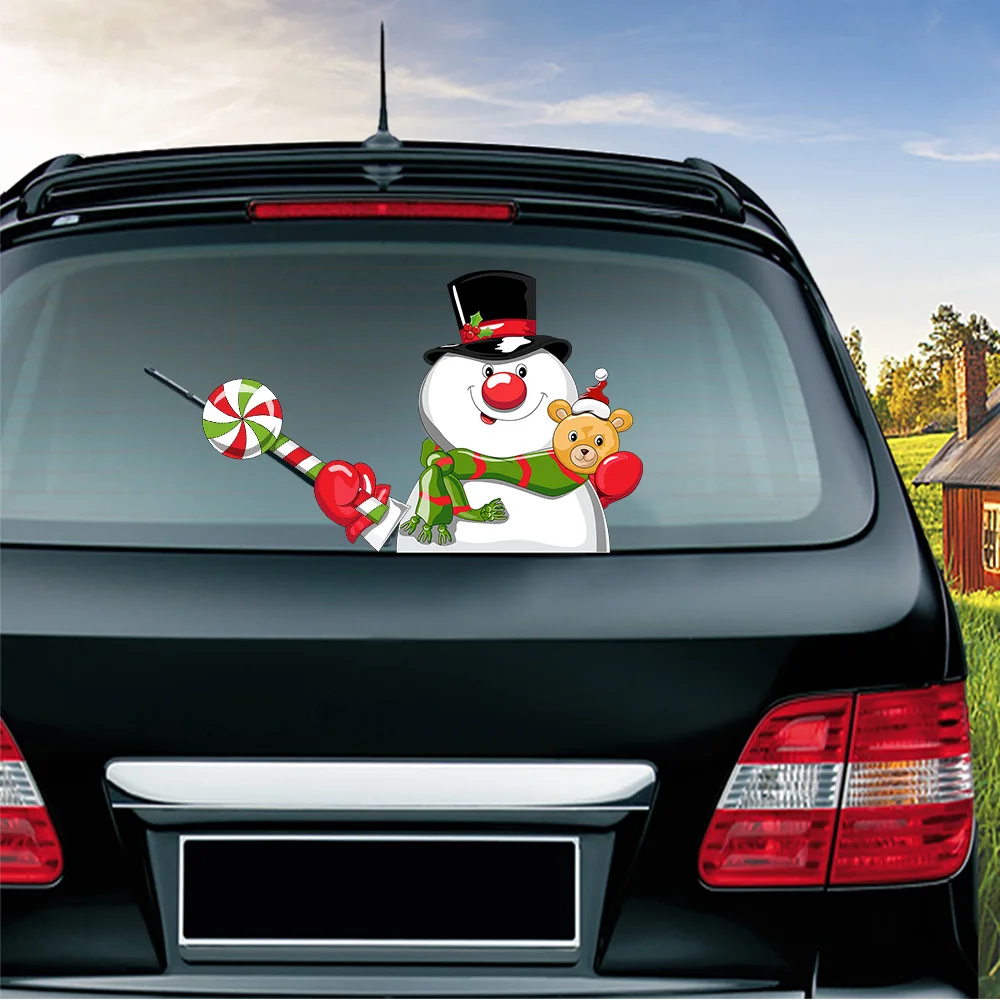 Рождественская Автомобильная наклейка, серия, съемная, ПВХ, на заднее стекло, стеклоочиститель, автомобильная наклейка, Стайлинг для автомобиля, авто украшение
