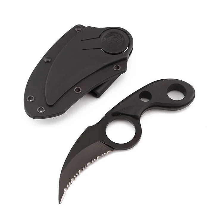 Охотничий нож Походное снаряжение с зубчатым карманом Bowie Karambit нож Открытый походный коготь с крутым ножном режущий инструмент