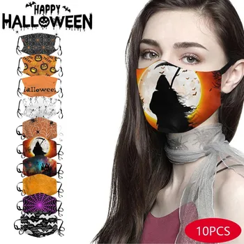 

Mascarillas Halloween Adult Face Mask 10PC Reusable Mouth Cover Face Masks Washable And Reusable Outdoor Party Accessories #LR2