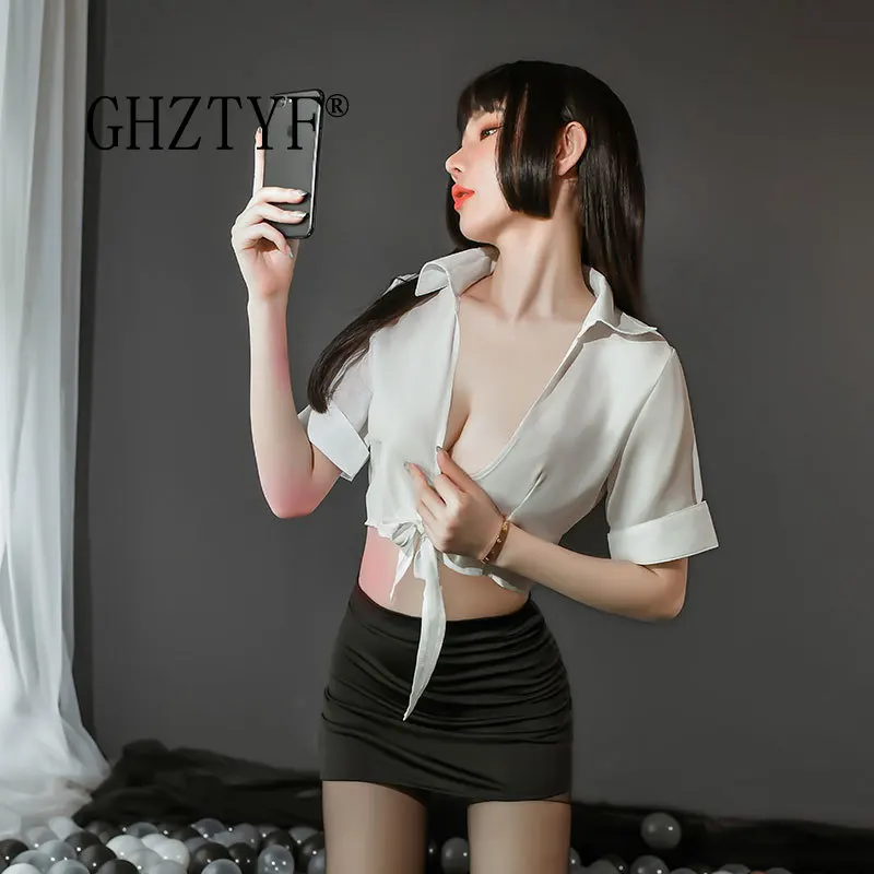 Сексуальное эротическое нижнее белье GHZTYF прозрачный кардиган Униформа для