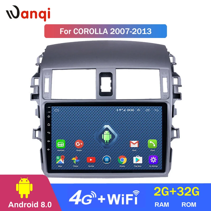 

4G Lte All Netcom 9 Inch wanqi 8.0 Multimedia System For Toyota Corolla 2007-2013 Stereo Car GPS DVD player