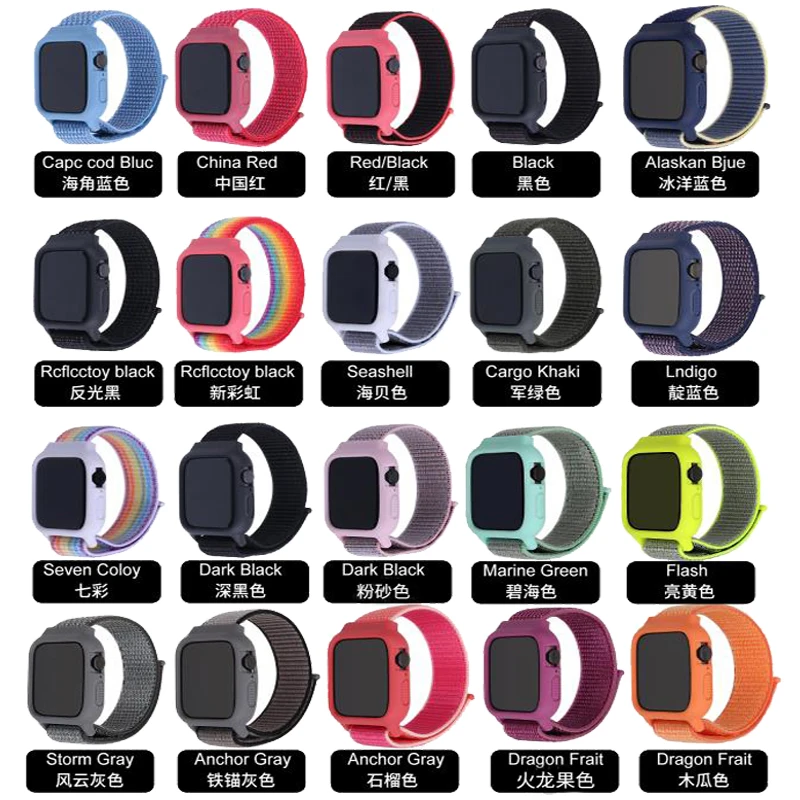 Чехол+ ремешок для часов apple watch band iwatch 5 4 3 pulseira correa apple watch 42 мм 44 мм 38 мм 40 мм нейлоновый браслет+ силиконовый чехол
