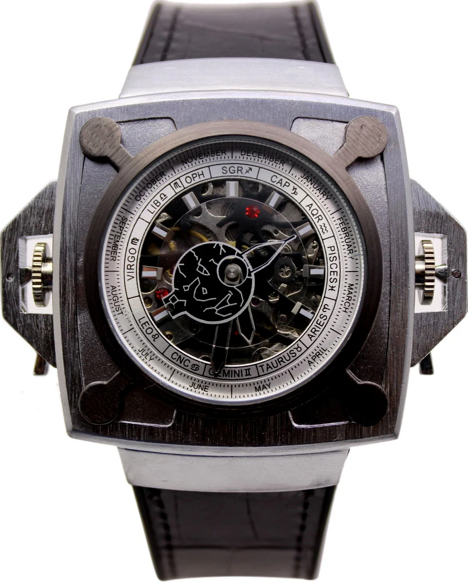 Black Silver Новинка; Роскошная брендовая Для мужчин Нержавеющая сталь классические, автоматические механические квадратный чёрный; коричневый кожаный black rose цвета: золотистый, серебристый спортивные часы - Цвет: Black Silver