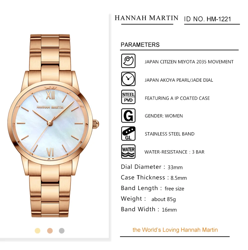 2021 NEW Japan Quartz Pearl Oyster Jade Stone White Shell Waterproof Ladies Full Stainless Steel Classic Wrist Watches for Women