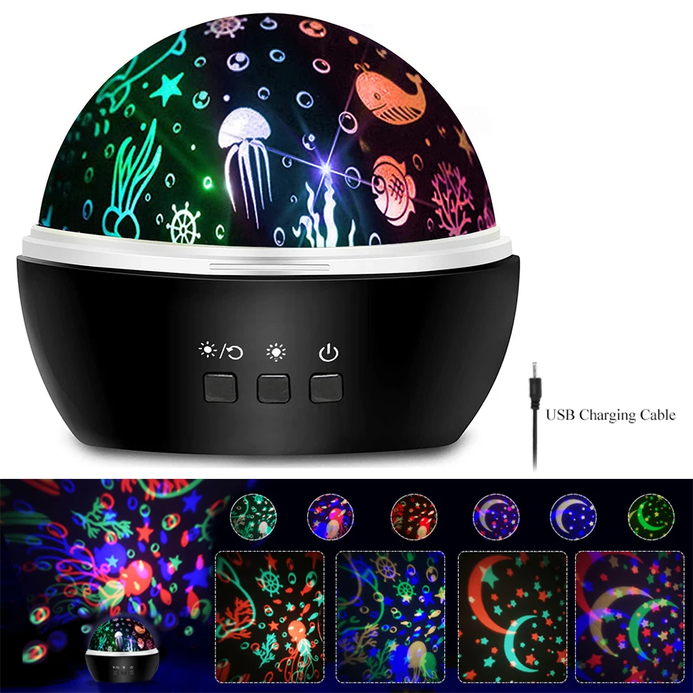 

Rotating Star Projector Light Starry Sky And Undersea Theme Baby Lamp Nursery Decor Table Lamp Children Bedroom LED Night Lights