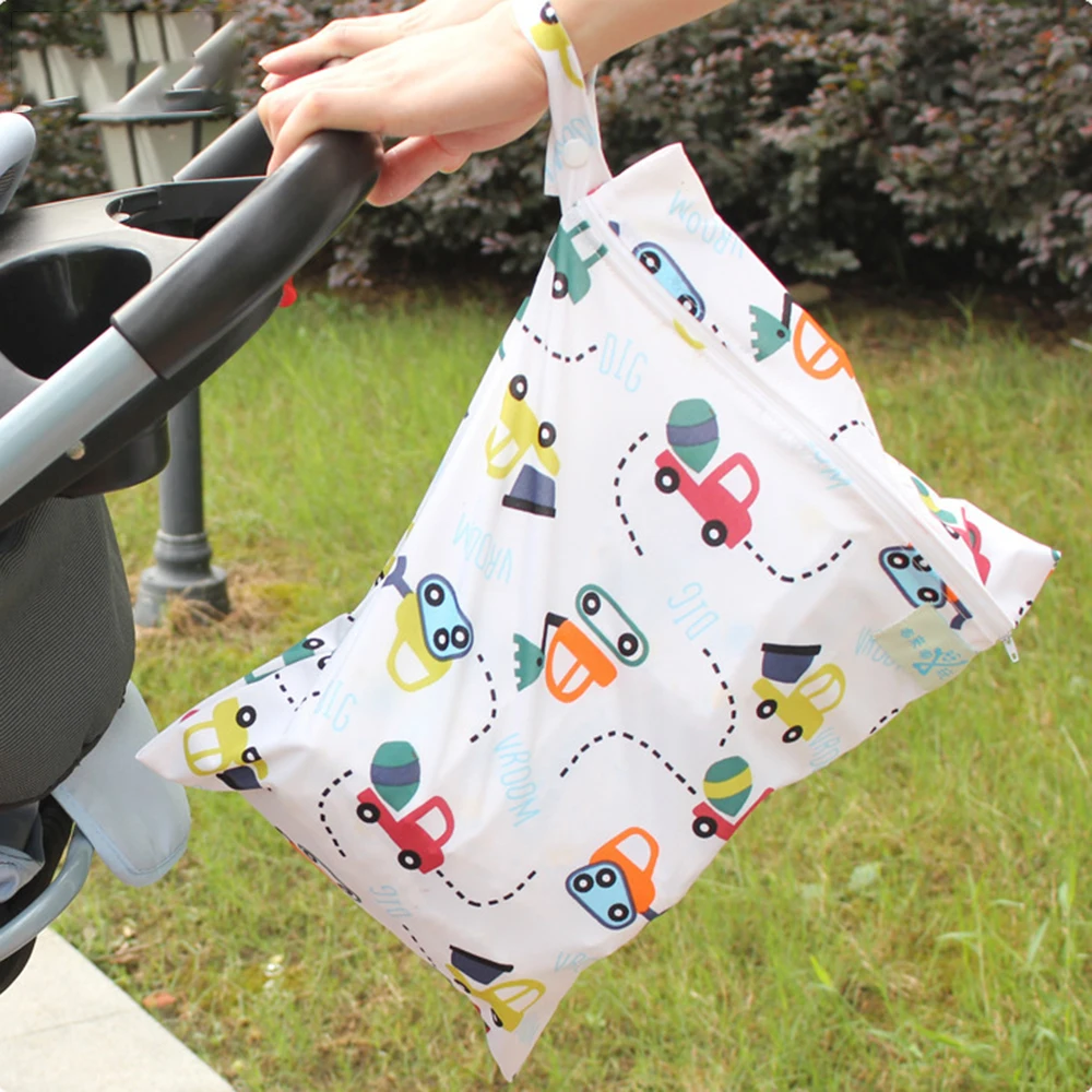Baby Waterproof Reusable Baby Bag Dry Wet Bag Pocket Printing Travel Bag Single Layer Zipper Bag 30 * 40cm