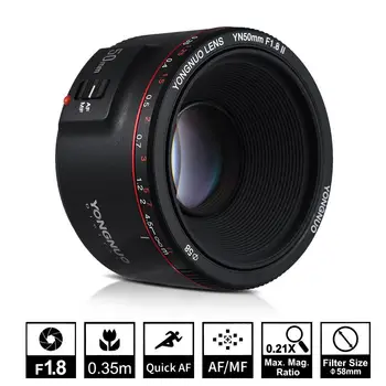 

YN50mm Lens F1.8 II Large Aperture Auto Focus Lens for Canon Bokeh Effect Lens for Canon EOS 70D 5D2 5D3 600D