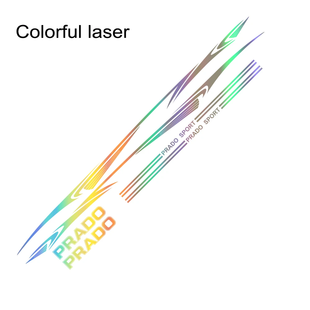 Colorful Laser Боковые светоотражающие наклейки на дверь автомобиля для Toyota Prado, виниловые автомобильные боковые полосы, наклейки на юбку, наклейки на тело, графические аксессуары - Название цвета: Colorful Laser