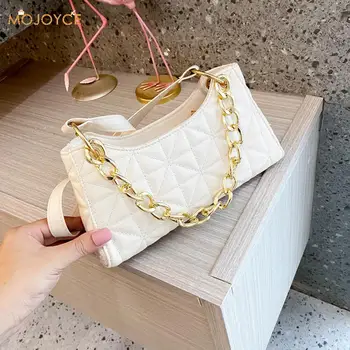 

Fashion Lattice Pattern PU Women Pure Handbag Totes Chain Underarm Shoulder Bag Youth Ladies Simple Versatile Bag