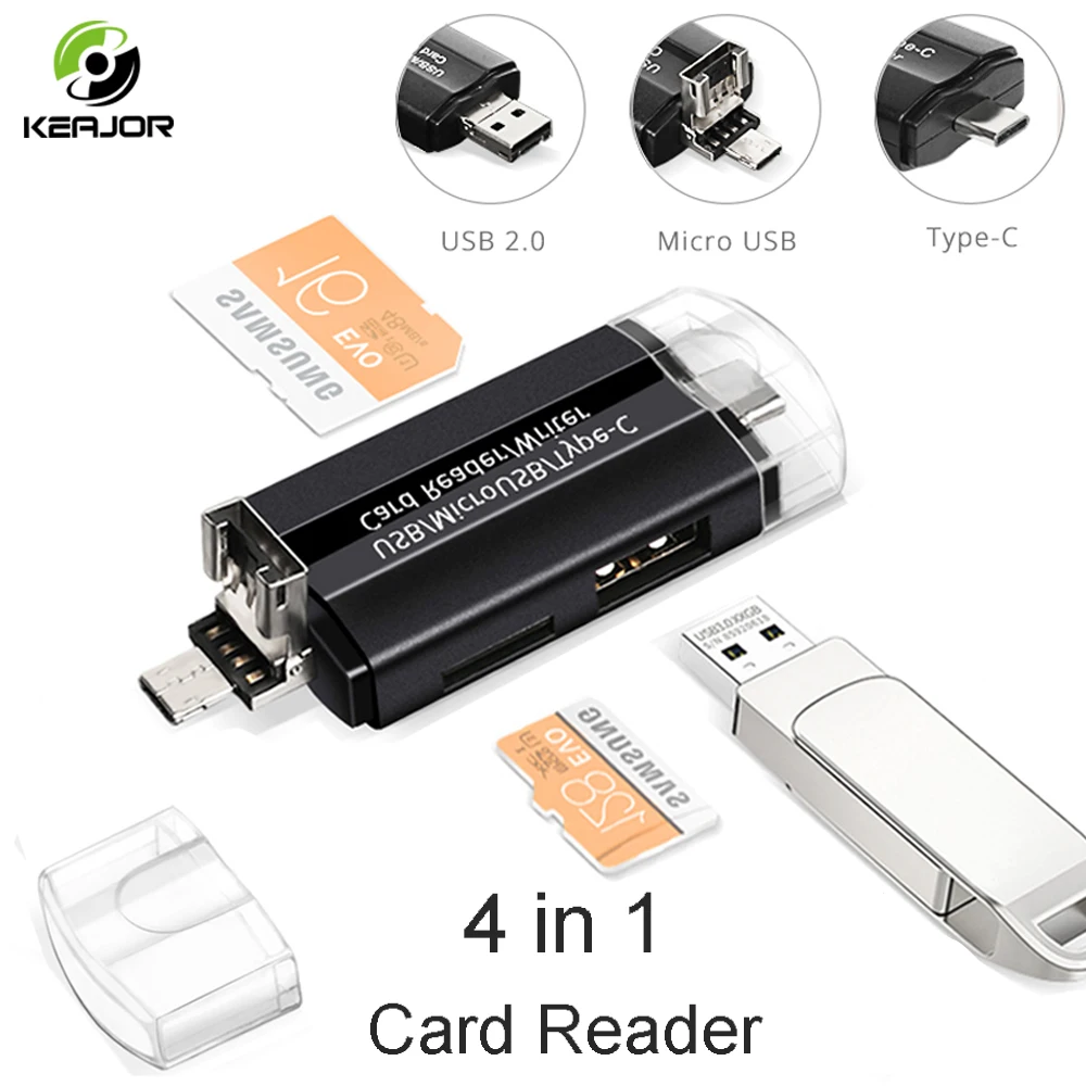 4 в 1 адаптер для карт OTG Micro SD Type C кардридер с SD/TF картой USB 2 0 слот памяти устройство