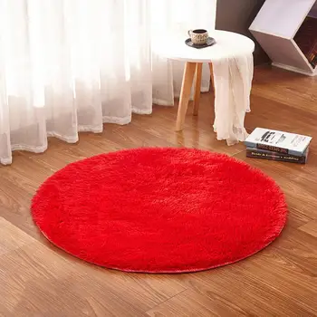 

Plush Round Living Room Faux Fur Rug Kids Bedroom Plush Furry Computer Chair Interior Decoration Mat Floor Mat