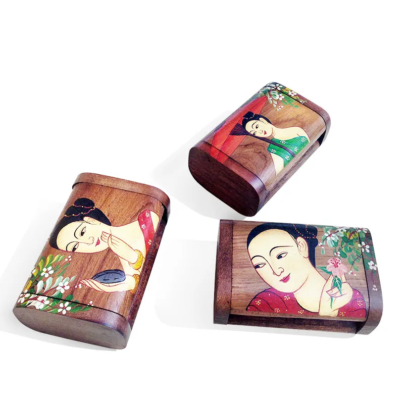 

Teak Hand-Painted Business Card Case Men's and Women's Business Card Holder Thin High-End Fashion Exhibition Office Gifts