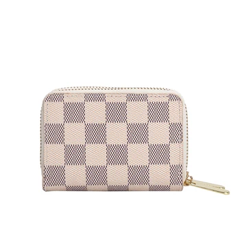 

2020 Plaid Design Handbag Korean Version of The Fashion PU Card Package Double Zipper Wallet Large Capacity