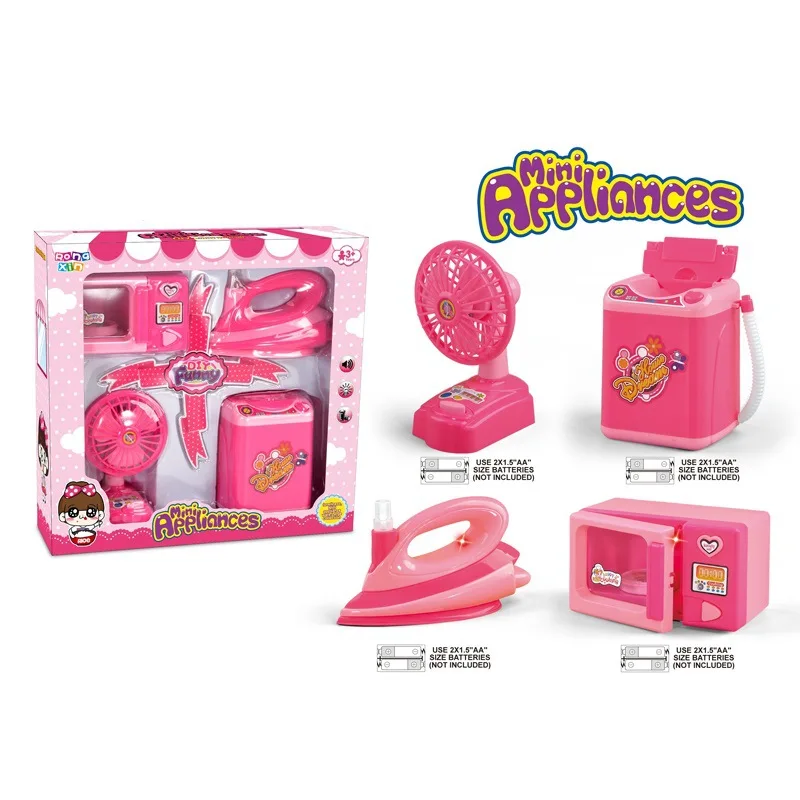 

Children Play House Toy Washing Machine Will Rotation Microwave Oven Kitchen Toy Small Appliances Set