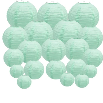 

20 Pcs 6 Inch-12 Inch Mint Green Paper Lanterns Chinese Japanese Round Lampion for Wedding Party Wedding Lantern Hanging Diy Dec