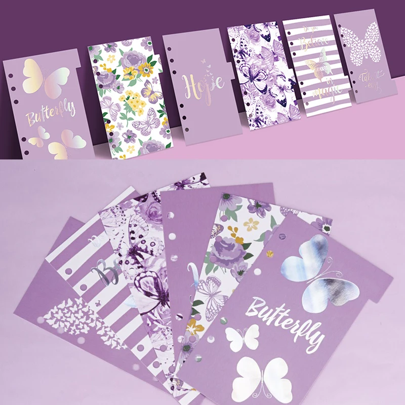 Nover Colorful Butterfly серия блокнот и журнал указатель страниц разделители для Filofax notebook s Милые Роскошные Лавандовые канцелярские принадлежности