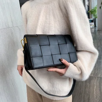 

2020 Solid Color PU Leather Weave Crossbody Bags For Women Shoulder Bag Female Handbags and Purses Lady Travel Bag clutches