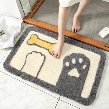 

Cartoon 3D Animal Claw Shape Home Flocked Door Mat Doorway Bathroom Toilet Thick Absorbent Non-slip Foot Pad