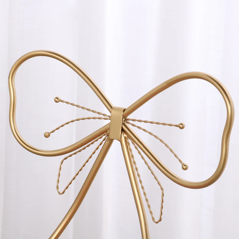 Multi Color Modern Nordic Home Makeup Chair velvet Fabric Middle Back Chair Butterfly Bow Metal Golden Polished Task Chair B550
