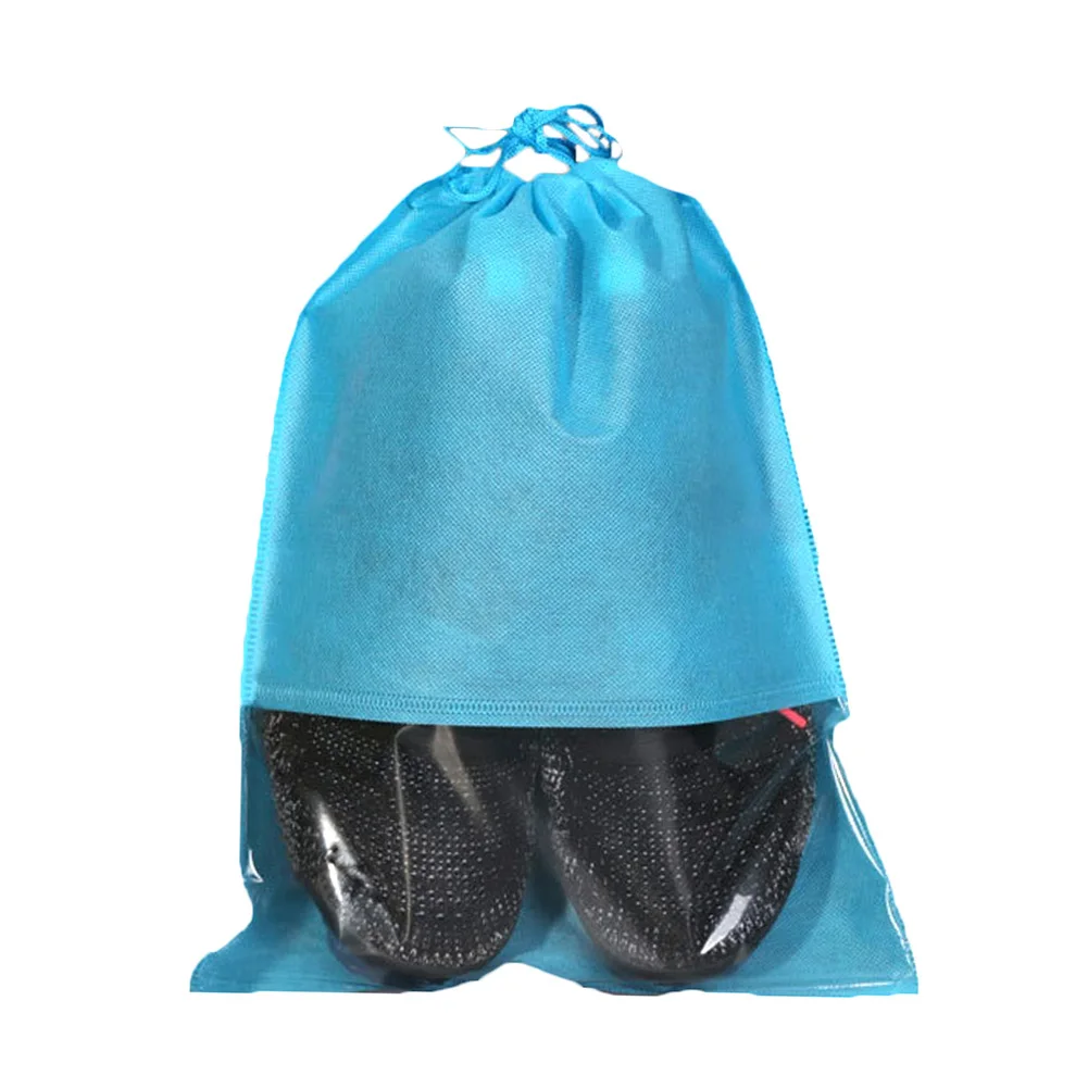 Blue L Travel Shoes Bags for Women Dustproof Cover Shoes Bags Non-Woven Travel Beam Port Shoes Storage Bags - Цвет: Blue L